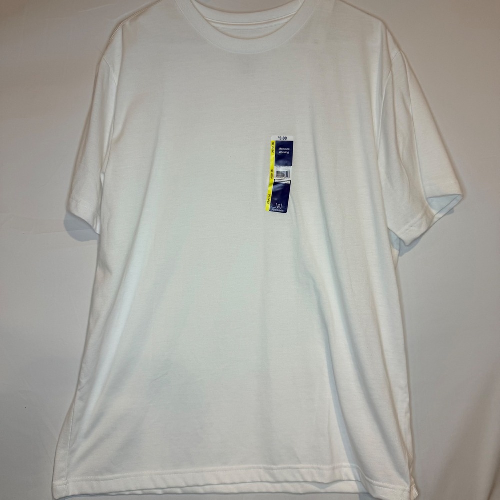 George Mens Crew Neck Short Sleeve Tee White Moisture Wicking Large 42-44